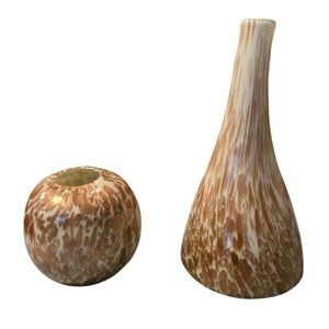 Matching set‎ of glass Vases Gold and white